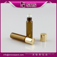 5ml amber color glass roll on bottle with metal and pp ball bottle ,massage oil bottles
